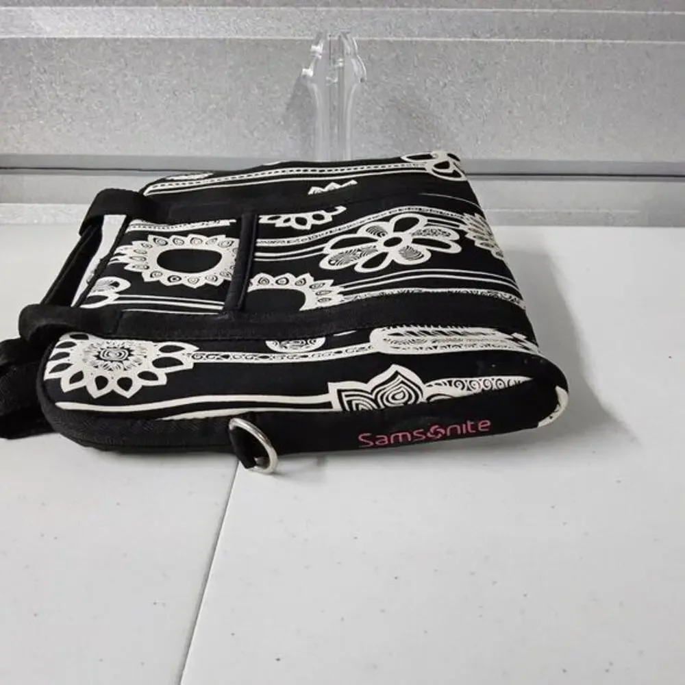 Samsonite Laptop Messenger Bag‎ Womens OS Black White Floral Padded Boho Print